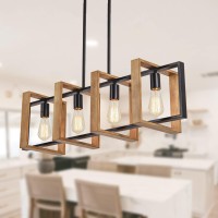 Dining Room Light Fixture Farmhouse Pendant Lights Kitchen Island Rustic Kitchen Light Fixtures 4 Lights Wood And Black Metal Re