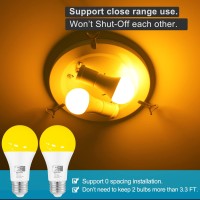 Qualilux Dusk To Dawn Bug Light Bulbs Outdoor, 1900K Amber Yellow, 600 Lumen, Led 9.5W, A19 E26, 2-Pack, Hq-H017