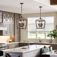 4 Lights Farmhouse Kitchen Island Lighting,Dining Room Black Wood Chandelier,Rustic Lantern Pendant Lighting For Hallway Foyer Entryway.E12 Bulb,12.6