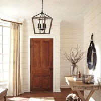 4 Lights Farmhouse Kitchen Island Lighting,Dining Room Black Wood Chandelier,Rustic Lantern Pendant Lighting For Hallway Foyer Entryway.E12 Bulb,12.6