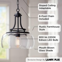 Franklin Iron Works Pendant Light Fixture Charleston Black Metal Clear Glass Farmhouse Pendant Light For Kitchen Islands Li