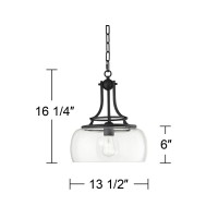 Franklin Iron Works Pendant Light Fixture Charleston Black Metal Clear Glass Farmhouse Pendant Light For Kitchen Islands Li