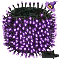 Kaq- 115Ft 300Led Purple Christmas String Lights Outdoor/Indoor, Waterproof 8 Modes Green Wire Christmas Tree Lights, Plug In Fairy Starry Lights For Garden Christmas Decorations (Purple)