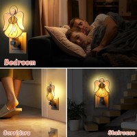 Kundgla Stained Glass Angel Night Lights Plug Into Wall Angel Bright Plug In Nightlight Suncatcher Embedded In Glass Gift For