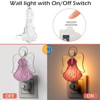 Kundgla Night Lights Plug Into Wall Stained Glass Angel Nightlight Plug In Decorative Night Light For Bedroom Bathroom Hallway