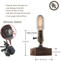 Ouxean Vintage Table Lamp Industrial Dimmable Nightlight Steampunk Desk Lamp With E26 Lamp Holder For Bedroom Living Room Home