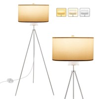 Tripod Mid Century Standing Lamp, 2700K-5000K Modern 810 Lumens Bright Floor Lamp With 3 Colors Bulb, Led Lamp For Contemporary Living Rooms, Bedroom And Office