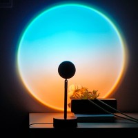 Balkwan Sunset Lamp Projection Rotation Rainbow Projection Lamp Led Romantic Visual Led Light Network Red Light With Usb Modern Floor Stand Night Light Living Room Bedroom Decor (Sky Twilight)