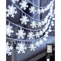 100 Led Christmas Snowflake Lights, 32Ft Snowflake Fairy String Lights Indoor, 8 Modes Plug In Christmas String Lights, Waterproof Xmas Light For Christmas Decorations, Xmas Tree, New Year(White)