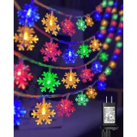 100 Led Christmas Snowflake Lights, 32Ft Snowflake Fairy String Lights Indoor, 8 Modes Plug In Christmas String Lights, Waterproof Xmas Light For Christmas Decorations, Xmas Tree, New Year(Multicolor)