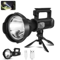 Chanarily Rechargeable Spotlight Flashlight 100000 Lumens With Tripod Ipx5 Waterproof Handheld Spotlight 4 Modes Search Light For Camping, Fishing, Hunting, Hiking, Emergency&Other Outdoor Activities