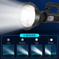 Chanarily Rechargeable Spotlight Flashlight 100000 Lumens With Tripod Ipx5 Waterproof Handheld Spotlight 4 Modes Search Light For Camping, Fishing, Hunting, Hiking, Emergency&Other Outdoor Activities