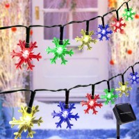 Twinkle Star Solar Snowflake String Lights, 100 Led 33 Ft Outdoor Christmas Fairy Lights, 8 Lighting Modes & Waterproof For Holiday New Year Wedding Party, Xmas Tree, Garden Decor, Multicolor