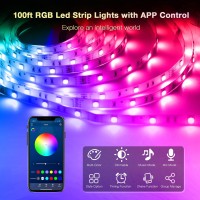 Daybetter Led Lights 100Ft, 2 Rolls Of 50Ft Led Lights For Bedroom, Long Smart Led Strip Lights With Remote App Control, Music Sync 5050 Rgb Color Changing Led Light Strips For Room Decoration