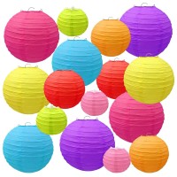 16 Pcs Paper Lanterns, Colorful Paper Lantern (Multicolor, Size Of 4?, 6?, 8?, 10?), Colorful Chinese Round Lantern For Weddings, Baby Shower, Parties, Celebrations, Patios Decor