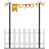 Derkniel 10 Ft Outdoor String Light Pole Stand For Deck Fence Or Patio Railing Adjustable Globe Patio Light Post For Hanging Ou