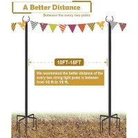 Derkniel 10 Ft Outdoor String Light Pole Stand For Garden Lawn Adjustable Globe Patio Light Post For Hanging Outside Decorate L