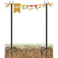 Derkniel 10 Ft Outdoor String Light Pole Stand For Garden Lawn Adjustable Globe Patio Light Post For Hanging Outside Decorate L