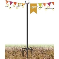 Derkniel 10 Ft Outdoor String Light Pole Stand For Garden Lawn Adjustable Globe Patio Light Post For Hanging Outside Decorate L