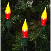 Doratale 12 Pack Christmas Flame Tip Lights Bulb, Red Yellow Flame Shaped Bulb For Candle Lamps, Outdoor C18 String Light, C7/E12 Candelabra Base Flame Light Bulbs, 7 Watt, 120 Volt- Red/Yellow