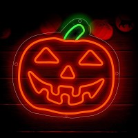 Arturesthome Neon Sign Halloween Pumpkin Wall Light Wall Decor Battery Or Usb Powered Light Up Acrylic Led Sign With Hooks For