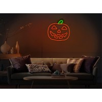 Arturesthome Neon Sign Halloween Pumpkin Wall Light Wall Decor Battery Or Usb Powered Light Up Acrylic Led Sign With Hooks For