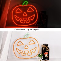 Arturesthome Neon Sign Halloween Pumpkin Wall Light Wall Decor Battery Or Usb Powered Light Up Acrylic Led Sign With Hooks For