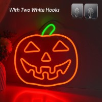 Arturesthome Neon Sign Halloween Pumpkin Wall Light Wall Decor Battery Or Usb Powered Light Up Acrylic Led Sign With Hooks For