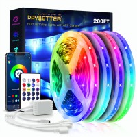 Daybetter Led Strip Lights 200Ft (4 Rolls Of 50Ft) Ultra Long Smart Light Strips With App Voice Control Remote, 5050 Rgb Music Sync Color Changing Lights For Bedroom, Kitchen, Party ,Home Decoration