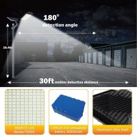 600W Solar Flood Street Lights Outdoor,Solar Security Lights 30000 Lumens Dusk To Dawn Solar Powered Led Lighting Ip66 Waterproof Pole Light With Motion Sensor For Parking Lot,Stadium,Garden,Yard