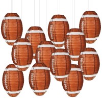 12 Inches Football Paper Lanterns Football Hanging Decoration Sports Ball Lantern For Birthday Baby Shower Sports Party Supply (3 Pieces)