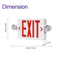 Cm Mzy Led Exit Sign With Emergency Lights,Exit Sign Lights With Battery Backup, Red Letter Emergency Exit Sign Lights With Two Adjustable Heads,Ac 120-277V, Ul Certified,1Pcs