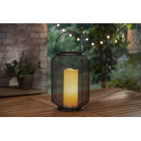 This 118inch high black fine mesh metal lantern will add a simplistic yet warming touch to your home patio or porch At the top is a sturdy metal wire handle if you prefer to hang or can be placed on any flat surface It can accommodate up to 6inch diameter