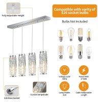 Lmqnine 4 Light Chrome Pendant Lighting Modern Pendant Light Mini Crystal Chandeliers Adjustable Pendant Light Fixture For Kitc