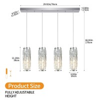 Lmqnine 4 Light Chrome Pendant Lighting Modern Pendant Light Mini Crystal Chandeliers Adjustable Pendant Light Fixture For Kitc