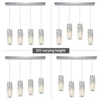 Lmqnine 4 Light Chrome Pendant Lighting Modern Pendant Light Mini Crystal Chandeliers Adjustable Pendant Light Fixture For Kitc