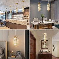 Lmqnine Pendant Lighting Modern Pendant Light Mini Crystal Chandeliers Adjustable Pendant Light Fixture For Kitchen Island Dinn