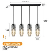 Lmqnine 4 Light Black Pendant Lighting Modern Pendant Light Mini Crystal Chandeliersadjustable Pendant Light Fixture For Kitch