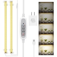 Mosthink Led Grow Light Strips Full Spectrum, Grow Lights For Indoor Plants With Auto On/Off Timer 8/12/16 Hours,4 Dimmable Levels, Sunlight Grow Lamp For Succulents,Plant Shelf,Under Cabinet,2 Packs