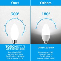 Torchstar Dimmable E12 Led Candelabra Bulb, Ul Listed, 60W Equivalent Chandelier Light Bulbs, 550Lm, Led Filament Candle Bulb C11, Frosted Glass Ceiling Fan Light Bulbs, 4000K Cool White, Pack Of 6