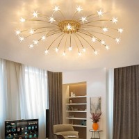 Gold Ceiling Lights Living Room Glass Chandelier Bedroom Flush Mount Ceiling Lamp Led Unique Starry Pendant Lamps Gypsophila Design Dining Room Decorlamp Hallway Kitchen Foyer Ceiling Light Fixture