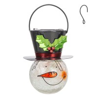 Starsoul Snowman Solar Lanterns Christmas Outdoor Hanging Lantern Waterproof Decorative Snowman Lamps Decor For Garden Patio