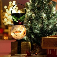 Starsoul Snowman Solar Lanterns Christmas Outdoor Hanging Lantern Waterproof Decorative Snowman Lamps Decor For Garden Patio