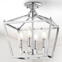 Jonathan Y Jyl7610C Plains Mini Lantern 12 4Light Iron Modern Farmhouse Led Flush Mount Rustic Industrial Dimmable 2700K