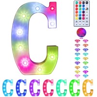 Colorful Light Up Letters Led Marquee Letter Lights With Remote 18 Colors Letters With Lights For Wedding Birthday Party Lamp Christmas Home Bar Decoration - Diamond Design Battery Powered - C