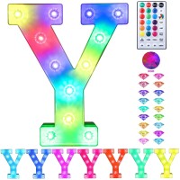 Colorful Light Up Letters Led Marquee Letter Lights With Remote 18 Colors Letters With Lights For Wedding Birthday Party Lamp Christmas Home Bar Decoration - Diamond Design Battery Powered - Y