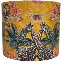 Mustard Yellow Safari Lampshade Ceiling Light Shade Jungle Animal Tropical Zebra Leopard Giraffe