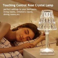 Crystal Table Lamp Touch Control Crystal Rose Lamp 2000Mahrechargeable Led Diamond Table Lamps With 3 Color Changing Light