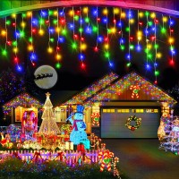 Christmas Lights Outdoor 1280 Led 131Ft Ice Lights For Outside Clear Wire 8 Modes Plug In 240 Drops Ice String Lights With Tim