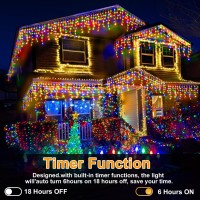 Christmas Lights Outdoor 1280 Led 131Ft Ice Lights For Outside Clear Wire 8 Modes Plug In 240 Drops Ice String Lights With Tim